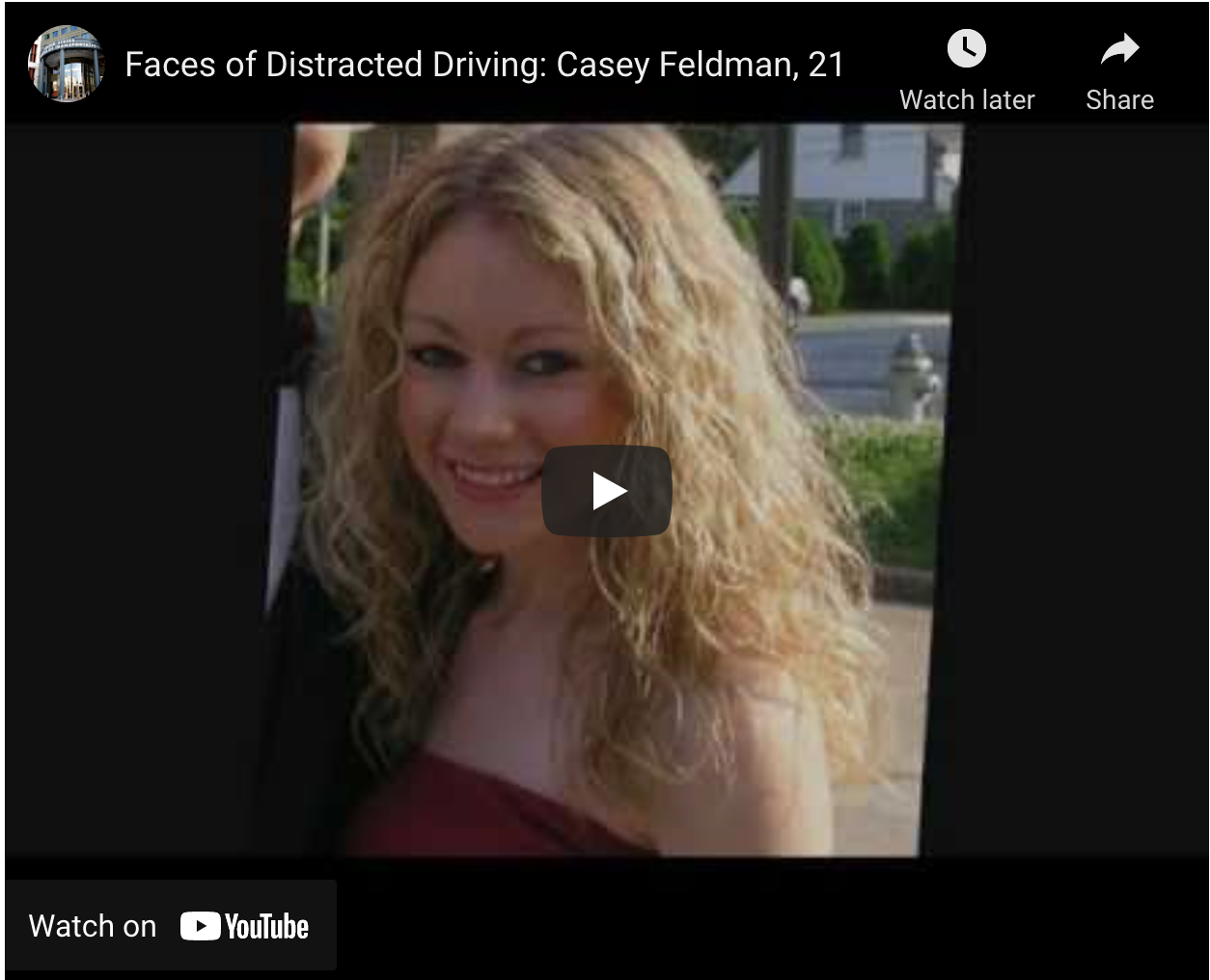 Casey Feldman is Remembered as a “Face of Distracted Driving”