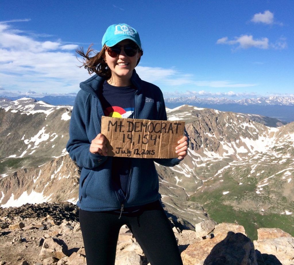 Kailee Caranta climbed her first fourteener in 2015